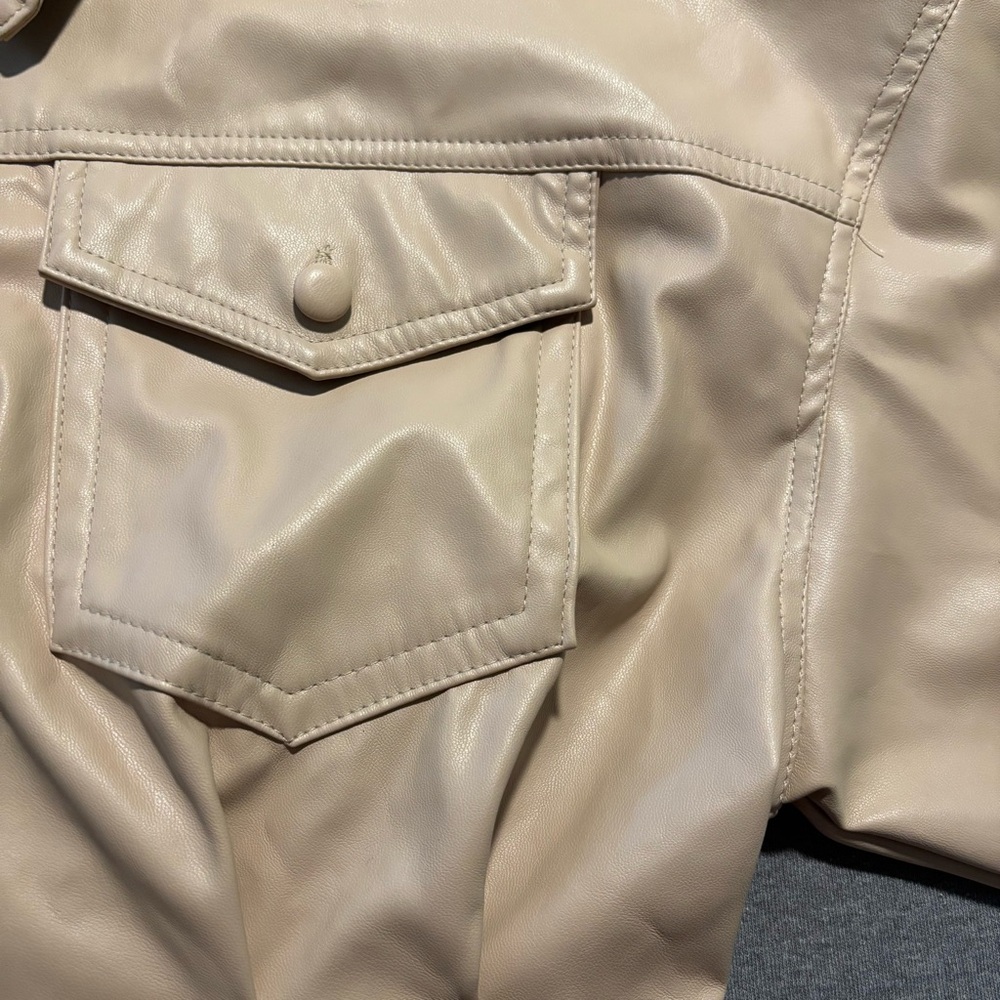 Fashion Nova Tan Boxy Cropped Button Down Shirt - Picture 11 of 15